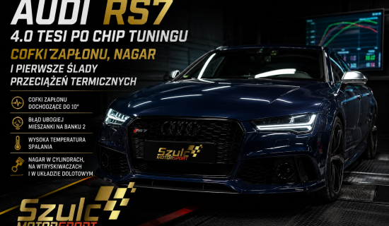 Audi RS7 4.0 TFSI po chip tuningu – cofki zapłonu, nagar i pierwsze ślady przeciążeń termicznych